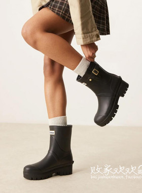 英国代购正品02.24 2025潮流导向 女鞋新款 黑色防水舒适百搭雨靴