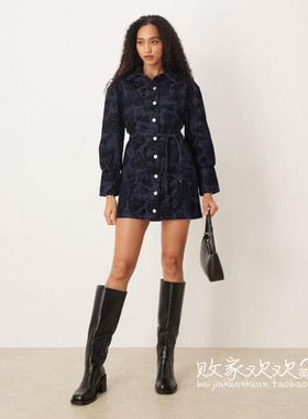 英国代购正品10.08 2025潮流导向 女装新款 牛仔单排扣迷人连衣裙