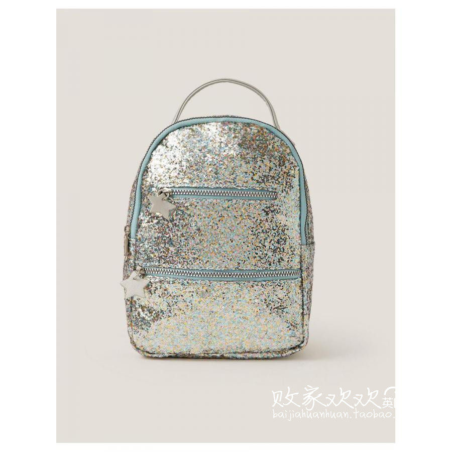 英国代购正品10.02 名品Monsoon 女童新款 银粉设计百搭双肩包