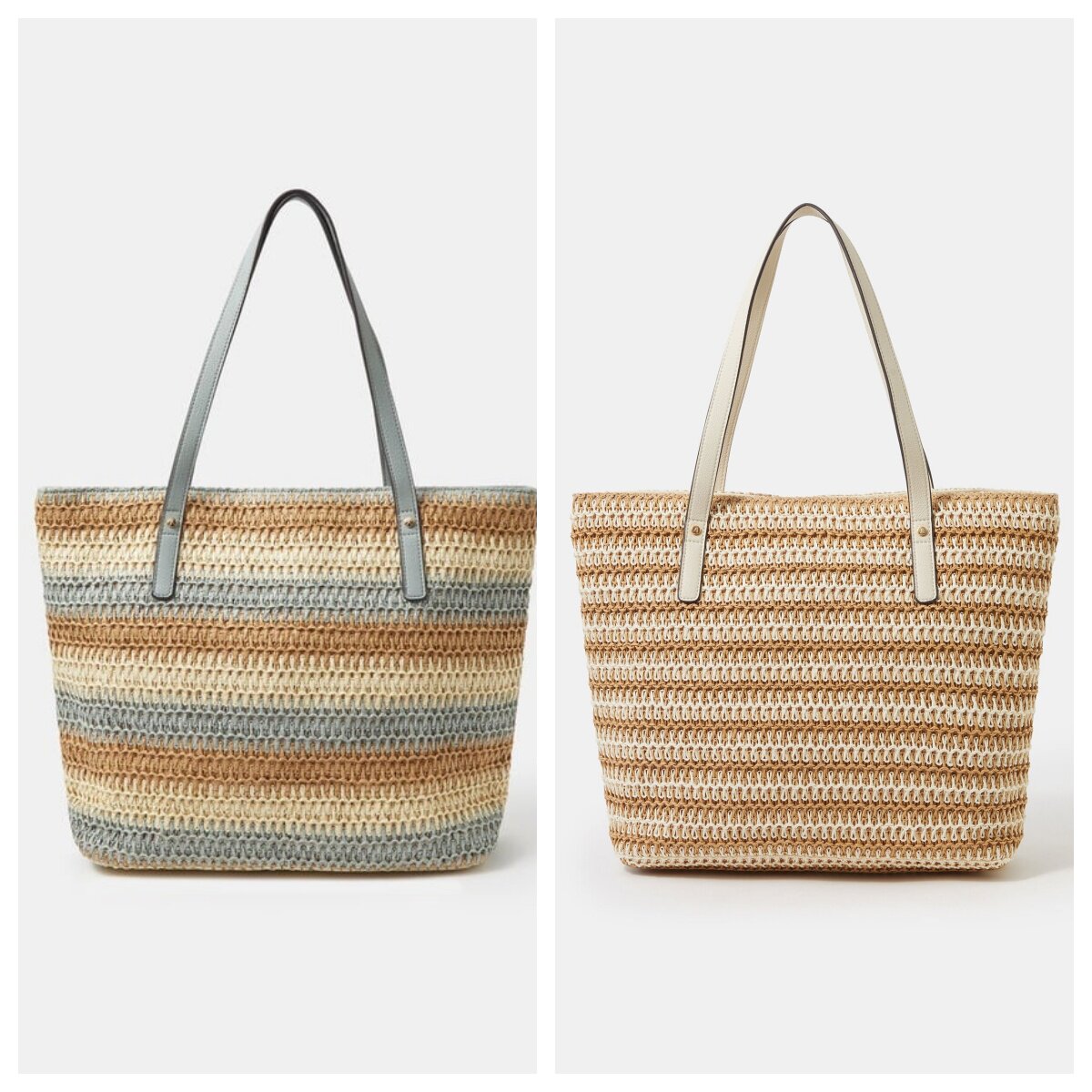 英国代购正品05.10 名品ACC 女包新款 度假风条纹草编肩包 托特包