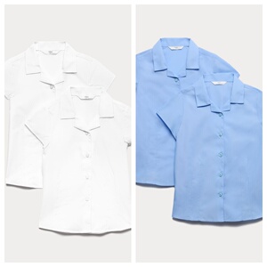 英国代购正品07.04 名品MS 女装新款 2件装女童易熨翻领校服衬衫
