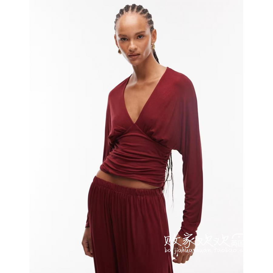 英国代购正品10.08 2025潮流导向 女装新款 时尚V领长袖打底衫