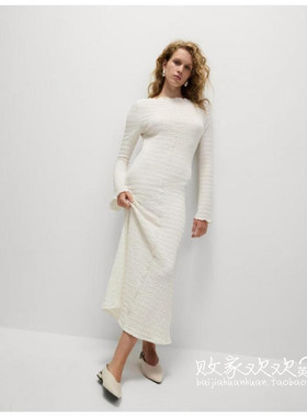 英国代购正品08.26 名品MS 女装新款 时尚浅色长款百搭连衣裙