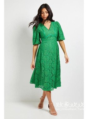 英国代购正品12.12 名品Boohoo 女装新款 时尚设计提花长款连衣裙