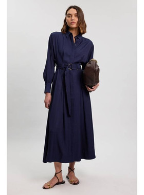 英国代购正品05.12 名品KM 女装新款 时尚衬衫风系腰带连衣裙c