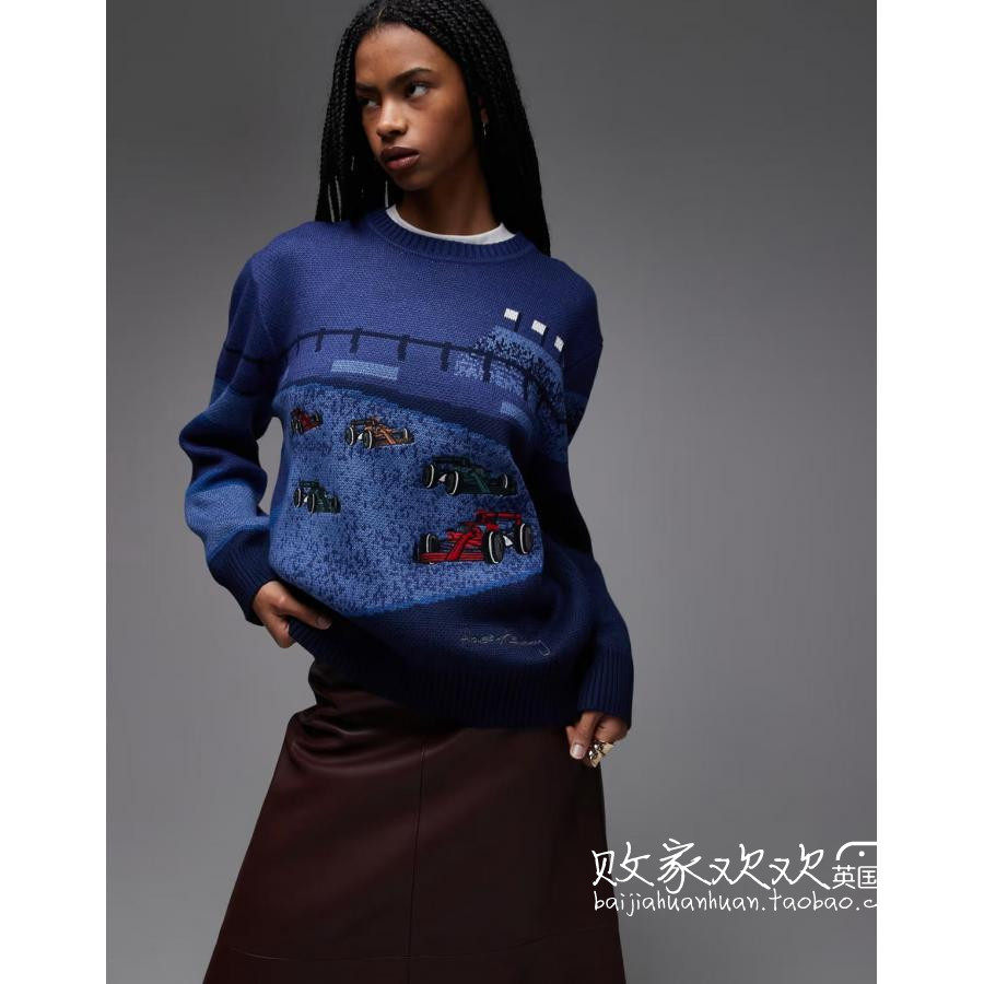 英国代购正品10.30 2025潮流导向 女装新款 时尚超大提花针织毛衣