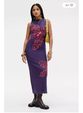 英国代购正品01.14 名品UO 女装新款 时尚设计印花长款百搭连衣裙