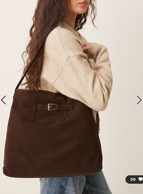 英国代购正品01.06 2026潮流导向 女包新款 巧克力色翻毛皮托特包