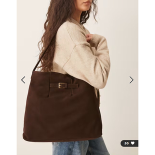 英国代购正品01.06 2026潮流导向 女包新款 巧克力色翻毛皮托特包