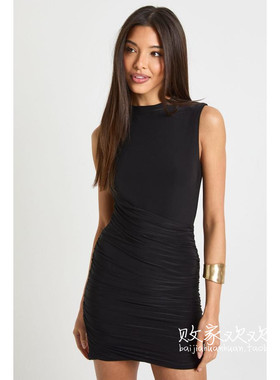 英国代购正品12.13 名品Boohoo 女装新款 时尚深色无袖迷人连衣裙