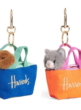 英国代购正品11.17 Harrods Dog In A Bag 迷你包狗狗 猫咪钥匙扣