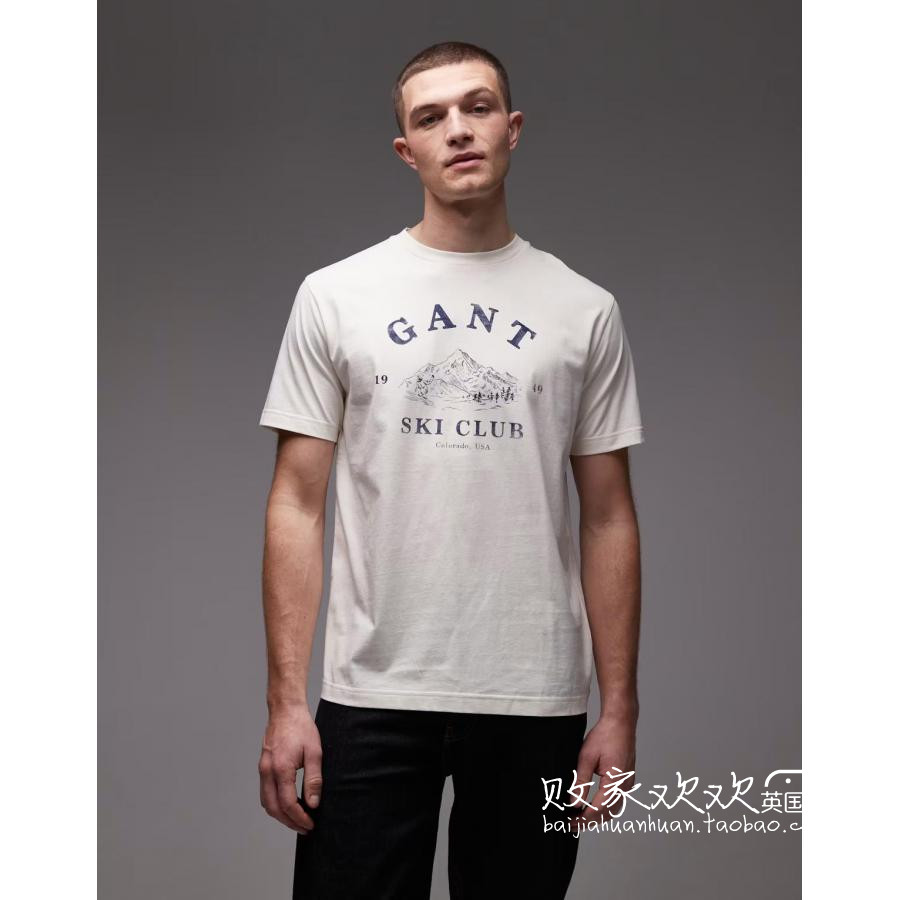英国代购正品12.05 2025潮流导向 男装新款 休闲字母浅色直筒T恤