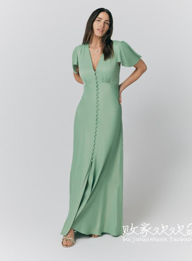 英国代购正品03.02 名品MS 女装新款 时尚缎面长款百搭连衣裙