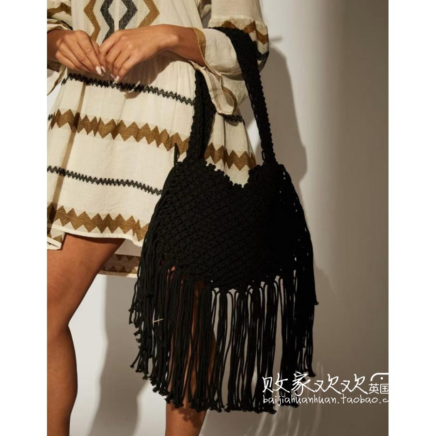 英国代购正品10.09 2025潮流导向 女包新款 深色流苏百搭手提包