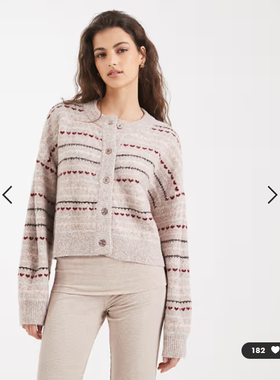 英国代购正品01.15 2026潮流导向 女装新款 爱心针织长袖舒适开衫