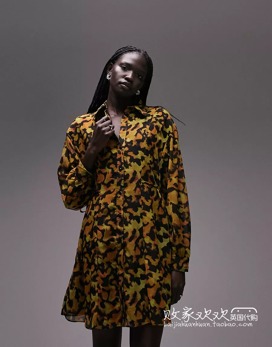 16女装潮流导向24款 ts印花长袖衬衫式连衣裙