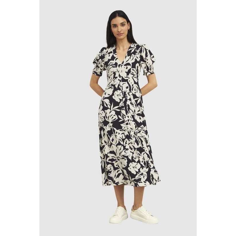 英国代购正品04.20 名品KM 女装新款 时尚印花短袖中长款连衣裙