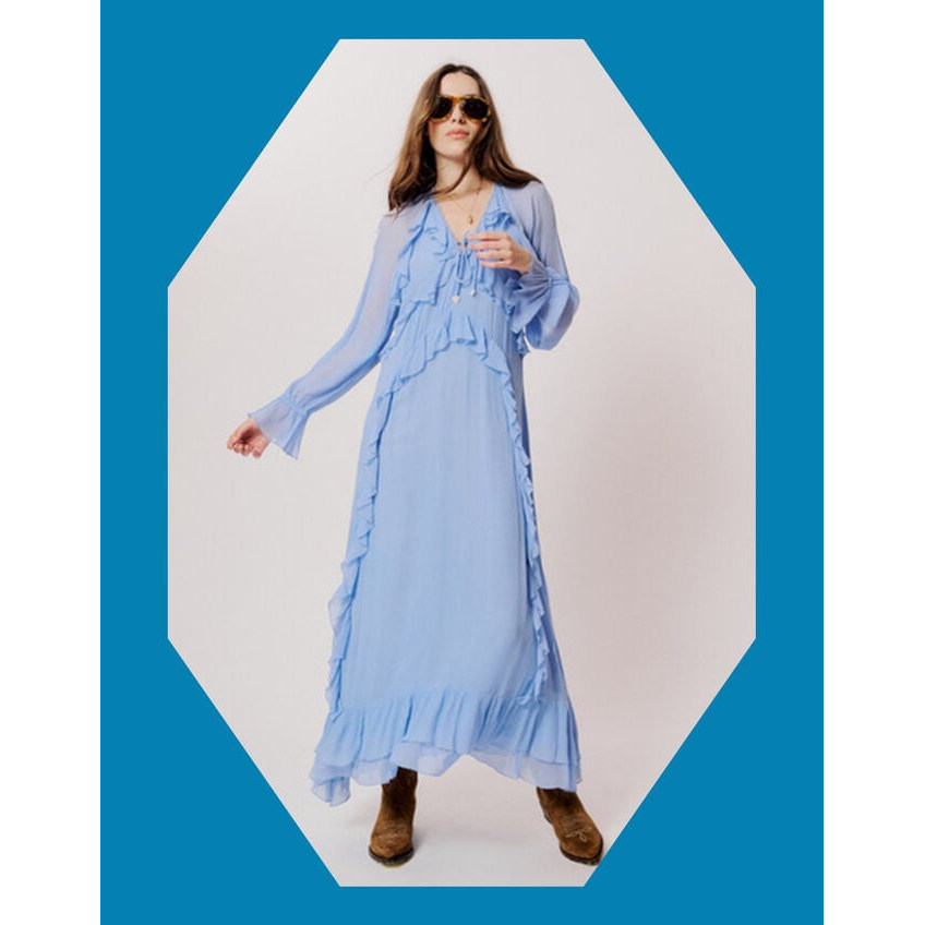 英国代购正品03.25 名品Monsoon 女装 防晒清爽长袖荷叶边长裙