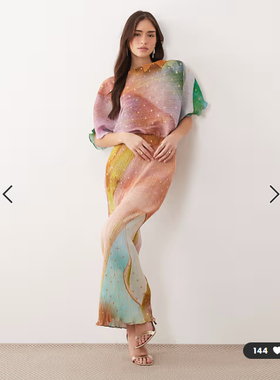 英国代购正品01.24 2026潮流导向 女装新款 彩色印花长款连衣裙