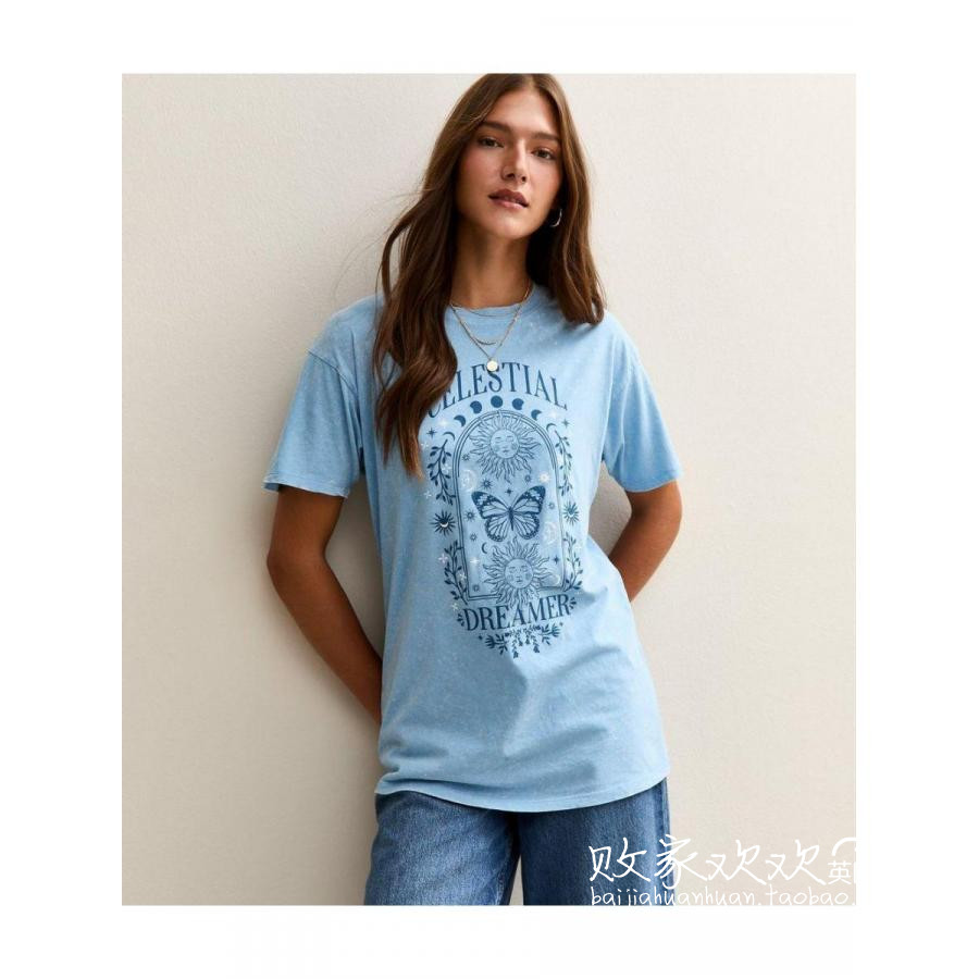 英国代购正品12.04 2025潮流导向 女装新款 休闲蝴蝶图案短袖T恤