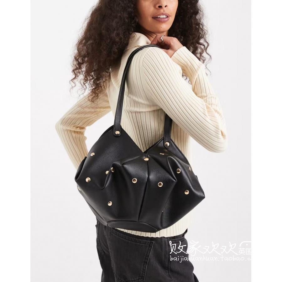 英国代购正品12.15 2025潮流导向 女包新款 设铆钉篮子单肩包