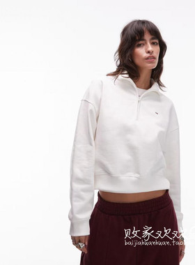 英国代购正品09.01 2025潮流导向 女装新款 半拉链浅色长袖卫衣