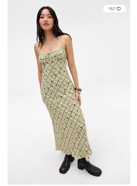 英国代购正品01.14 名品UO 女装新款 时尚吊带菱格长款百搭连衣裙