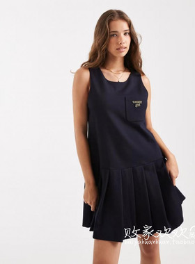 英国代购正品11.04 2025潮流导向 女装新款 深色褶皱裙摆连衣裙