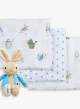 英国代购正品08.01 Peter Rabbit Muslin彼得兔婴儿洗脸布巾 套盒