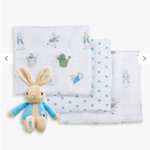 英国代购正品08.01 Peter Rabbit Muslin彼得兔婴儿洗脸布巾 套盒