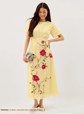 英国代购正品03.13 名品Monsoon 女装新款 高级刺绣花丝滑连衣裙