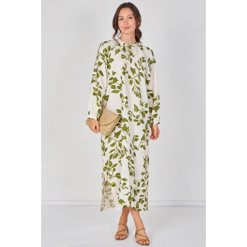 英国代购正品07.25 名品DP 女装新款 设计树叶花长款百搭连衣裙