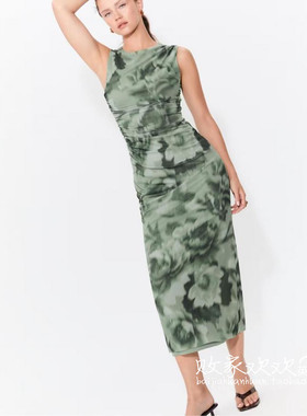 英国代购正品08.10 2025潮流导向 女装新款 时尚印花长款连衣裙