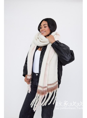 英国代购正品12.13 名品Boohoo 饰品新款 冬季流苏长款保暖围巾