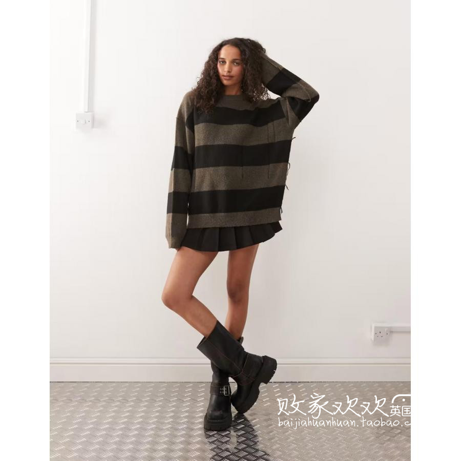 英国代购正品10.08 2025潮流导向 女装新款 时尚横纹针织长袖毛衣