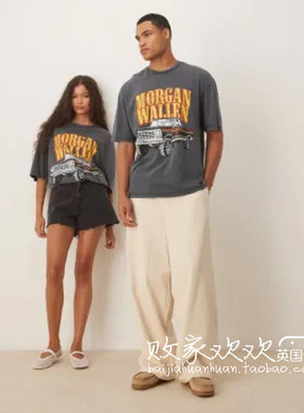 英国代购正品07.04 2025潮流导向 女装新款 休闲字母深色中性T恤