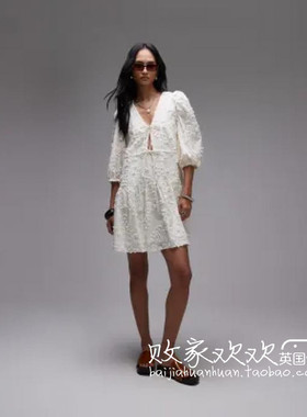 英国代购正品07.03 2025潮流导向 女装新款 浅色短袖迷人连衣裙