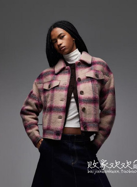 英国代购正品11.04 2025潮流导向 女装新款 潮牌格子短款舒适夹克