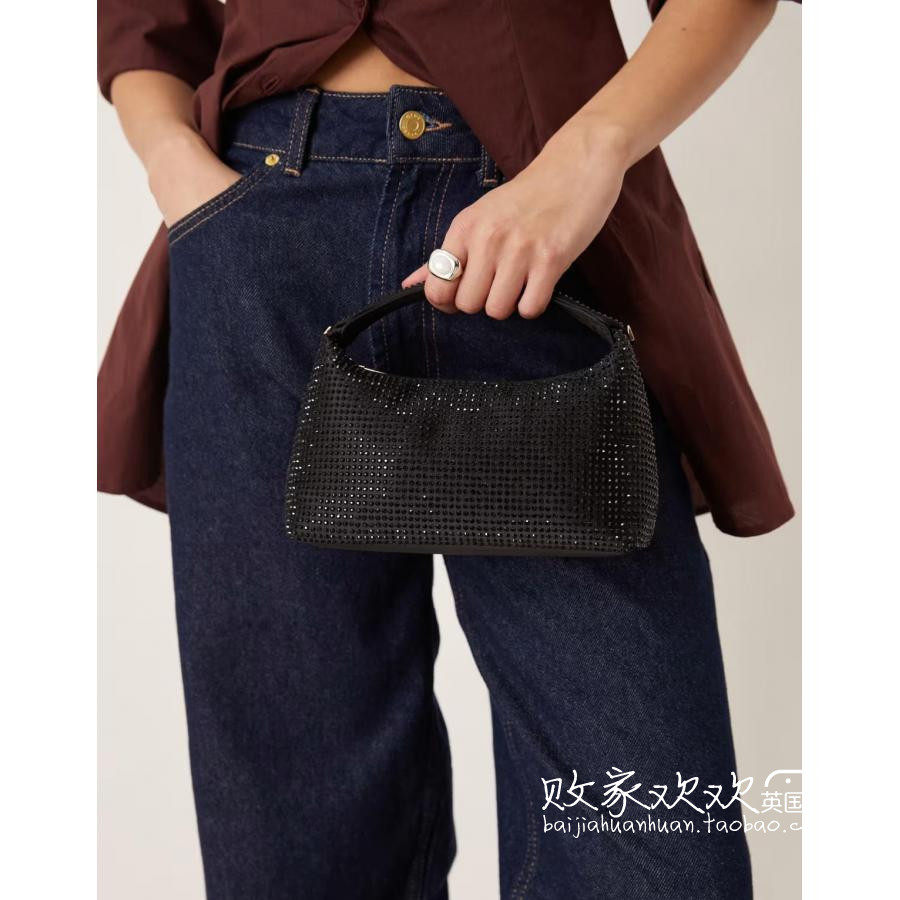 英国代购正品11.24 2025潮流导向 女包新款 闪钻深色迷你手提包