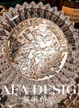 新品猫头鹰小提琴手火漆印章囍印喜印定制复古压纹印鉴Lafa火漆印