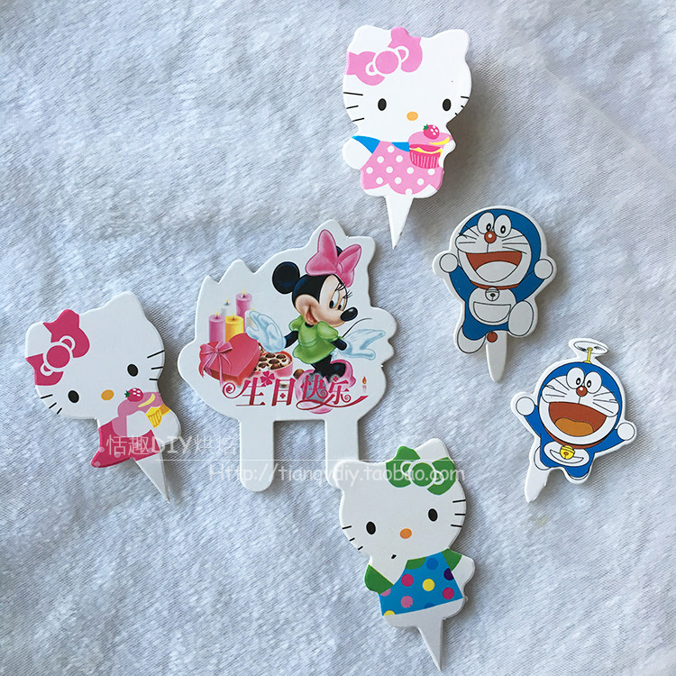 200个场景蛋糕装饰摆件卡通凯蒂猫多啦A梦kitty纸质插牌插件素彩|msdalam kategori dapur/memasak Appliances, barbeku/bakeware, perkakas dapur penaik DIY, kotak snek/beg - dari Buy2taobao.com untuk memberikan perkhidmatan ejen Taobao profesional membeli