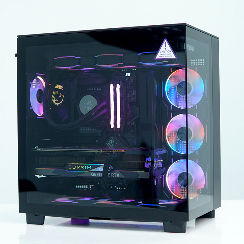 微星RTX5070TI显卡酷睿I7 14700KF台式游戏RGB电脑H9全透机箱主机