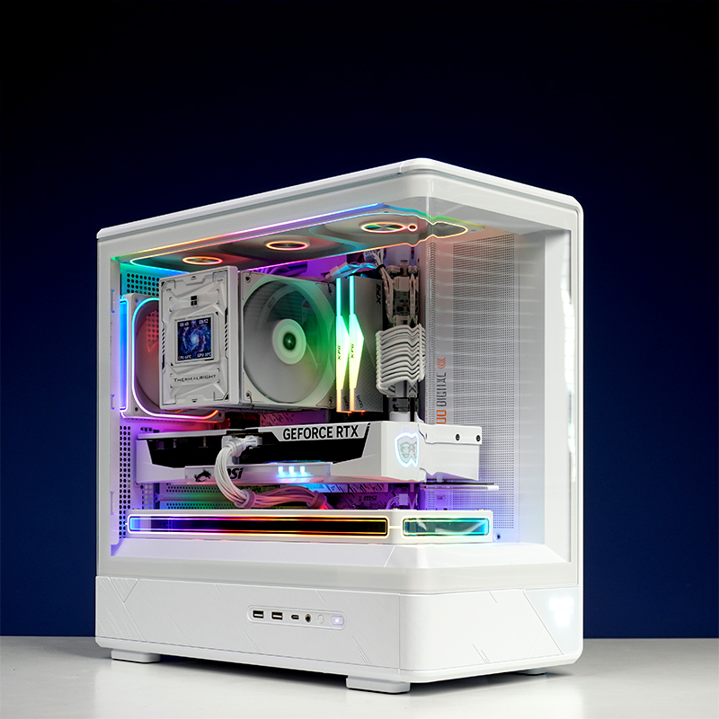 无立柱曲面海景房微星RTX5070TI魔龙AMD锐龙9800X3D电竞游戏电脑