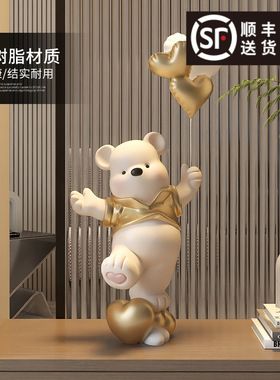 奶油风暴力熊树脂桌面摆件