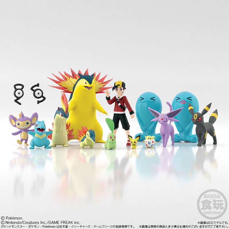 正品万代盒蛋精灵宝可梦 1/20世界城都地区 果然翁火暴兽皮丘食玩