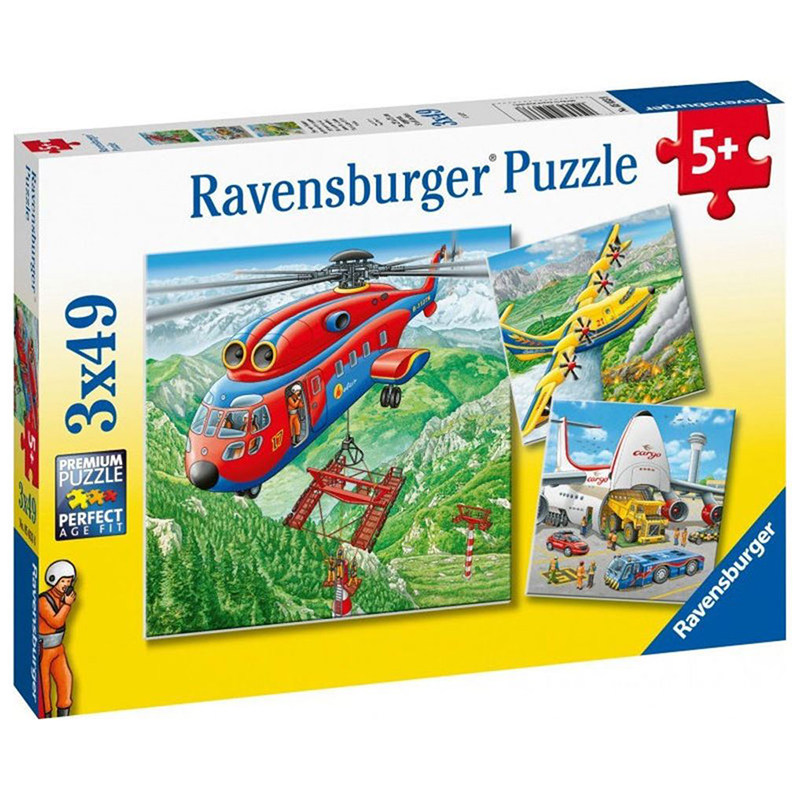 睿思ravensburger救援飞机 3×49片德国进口儿童拼图益智儿童玩具