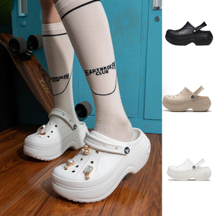 210062 crocs洞洞鞋 新款 卡洛驰女鞋 贝拉厚底增高沙滩户外凉拖鞋