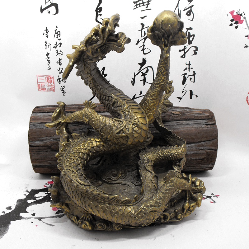 青龙盘龙祥龙书房办公室摆件纯铜