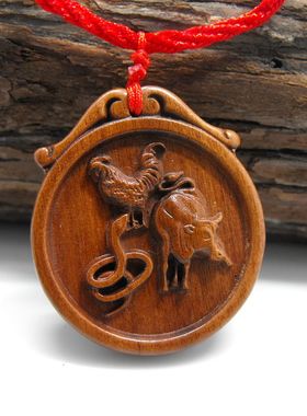 桃木蛇鸡牛吊坠项链黑桃木巳酉丑