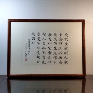 民不畏威则大威至无狎其所居无厌其所生道德经书法真迹花梨木框